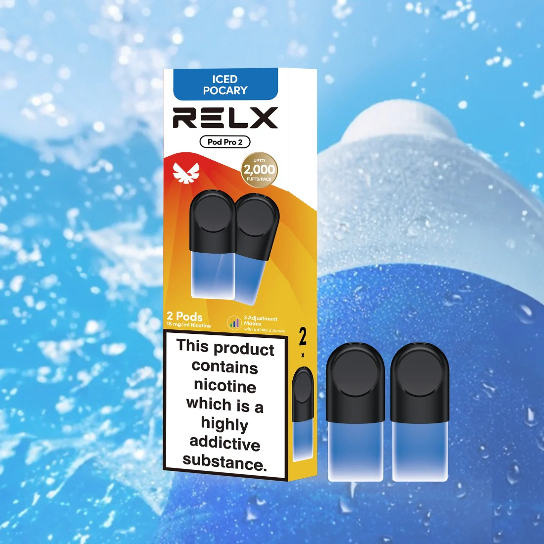 RELX Pod Pro Iced Pocary Beverage Flavors 18mg/ml Nicotine - Six Pandas
