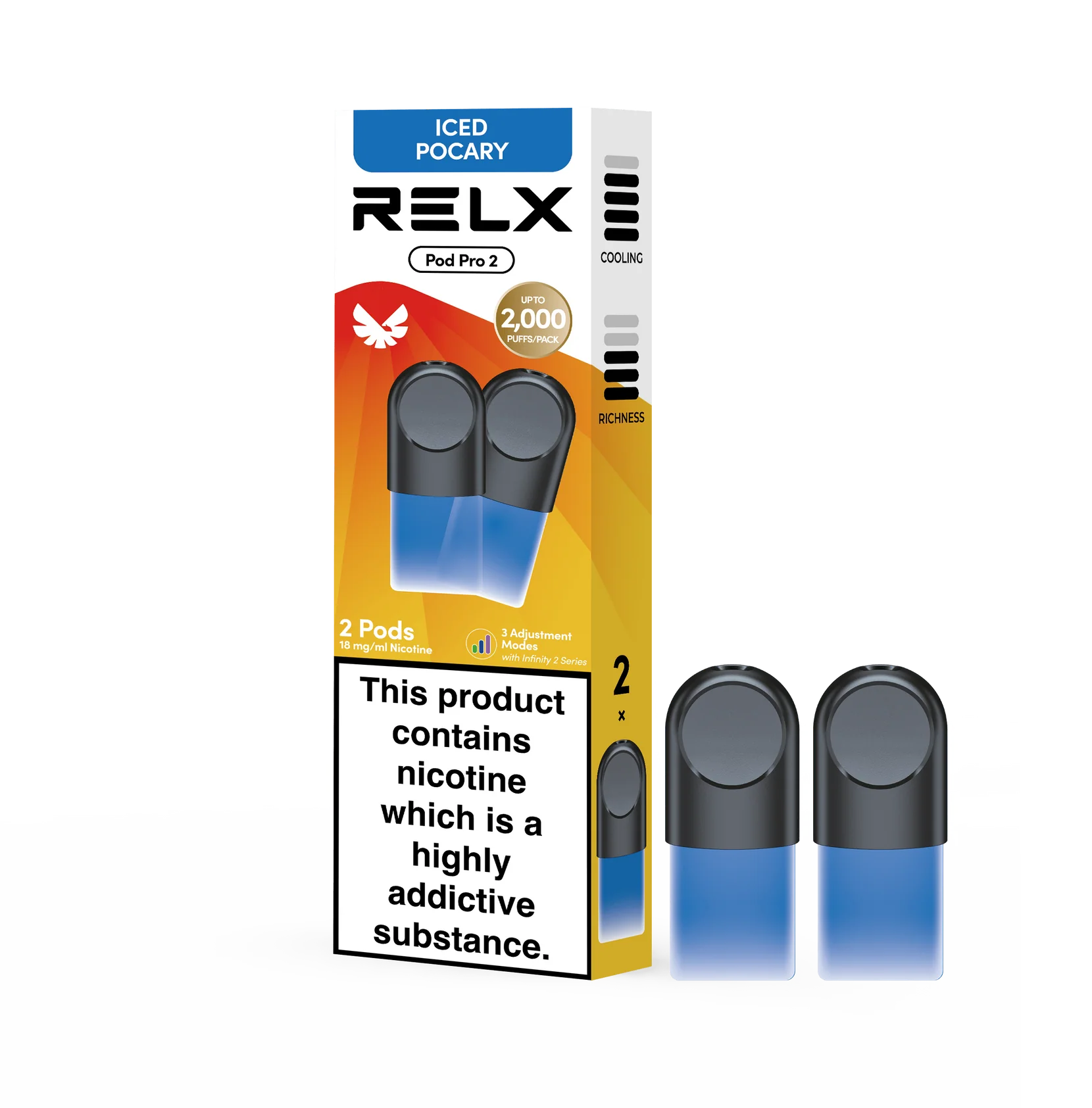 RELX Pod Pro Iced Pocary Beverage Flavors 18mg/ml Nicotine - Six Pandas