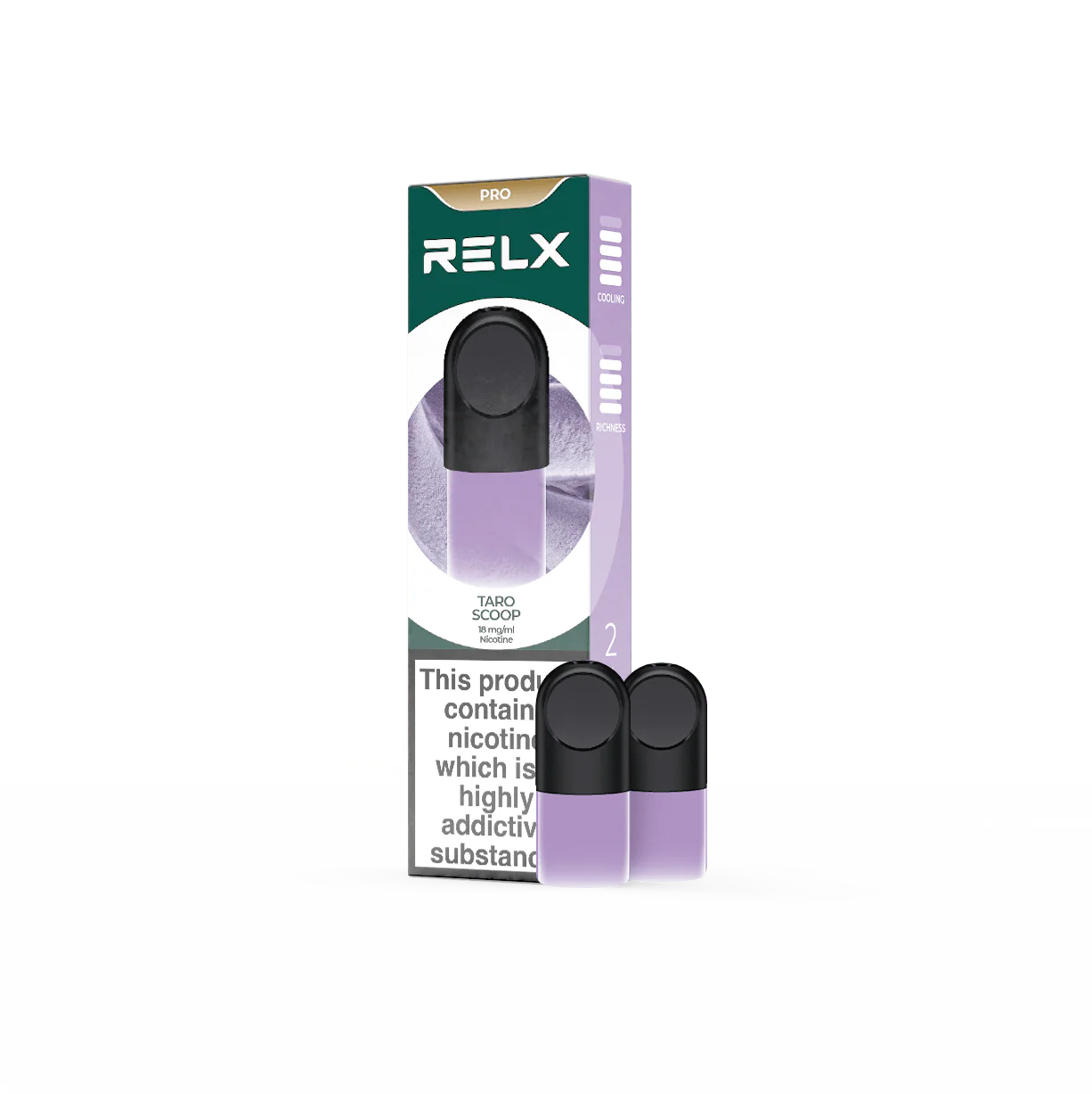 RELX Pod Pro Taro Scoop Dessert Flavors 18mg/ml Nicotine - Six Pandas